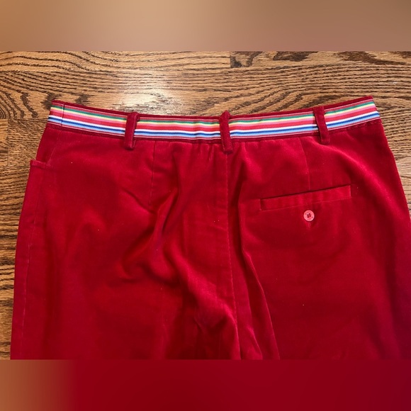 Lilly Pulitzer Red Corduroy Velour Pants with Rainbow Waistband Accent Size 4 - Picture 6 of 7